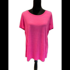 Danskin Now Top Plus Size 2X  Blouse Hot Pink Fuchsia Athleisure Short Sleeved